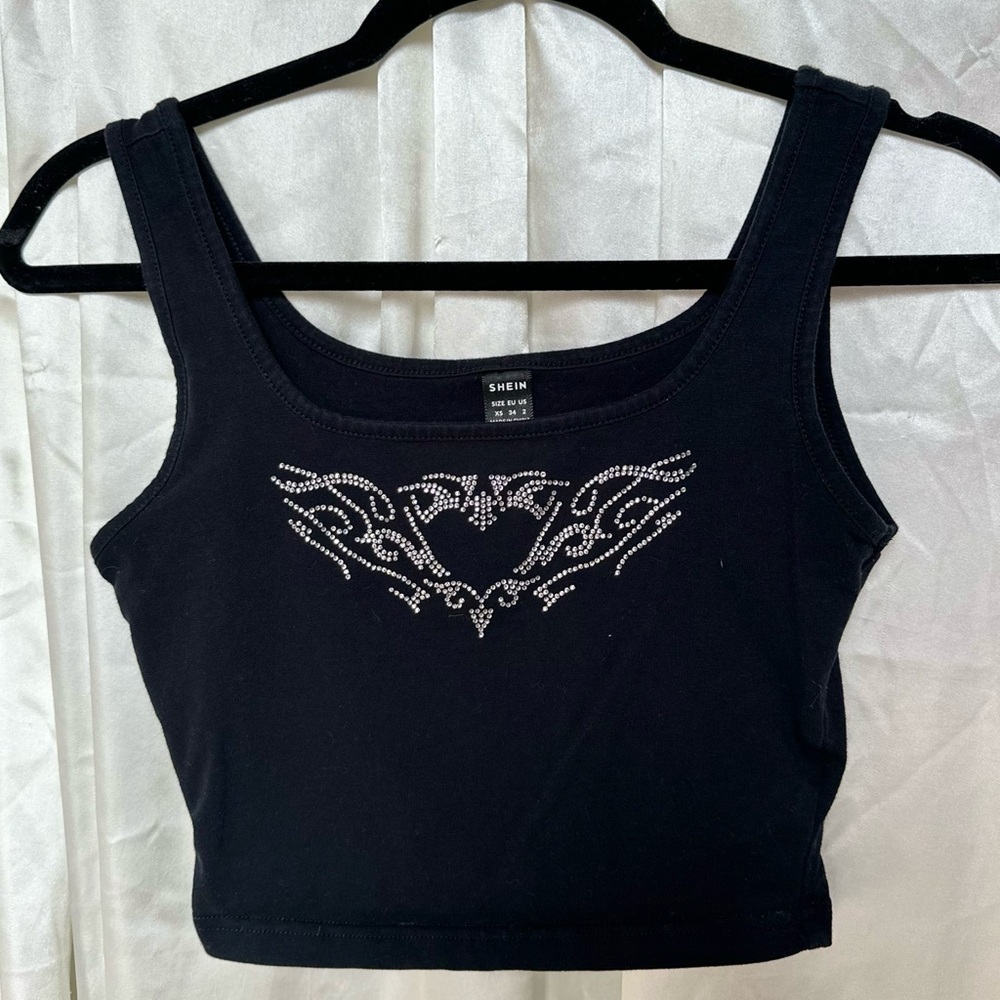 SHEIN Black Tank Top with Silver Accents